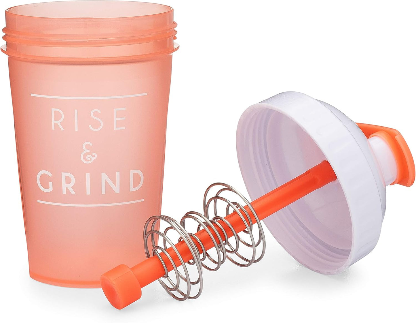 20-Ounce Shaker Bottle with Action-Rod Mixer | Shaker Cups with Motivational Quotes | Protein Shaker Bottle Is BPA Free and Dishwasher Safe | Rise - Coral - 20Oz